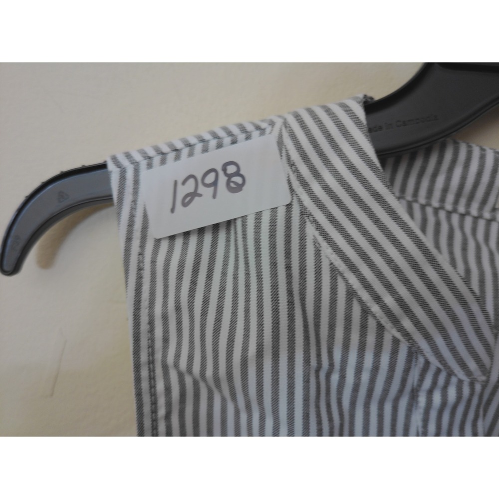 CUPSHE Mini Dress Womens Grey White NEW Striped Sleeveless Button Front Elastic